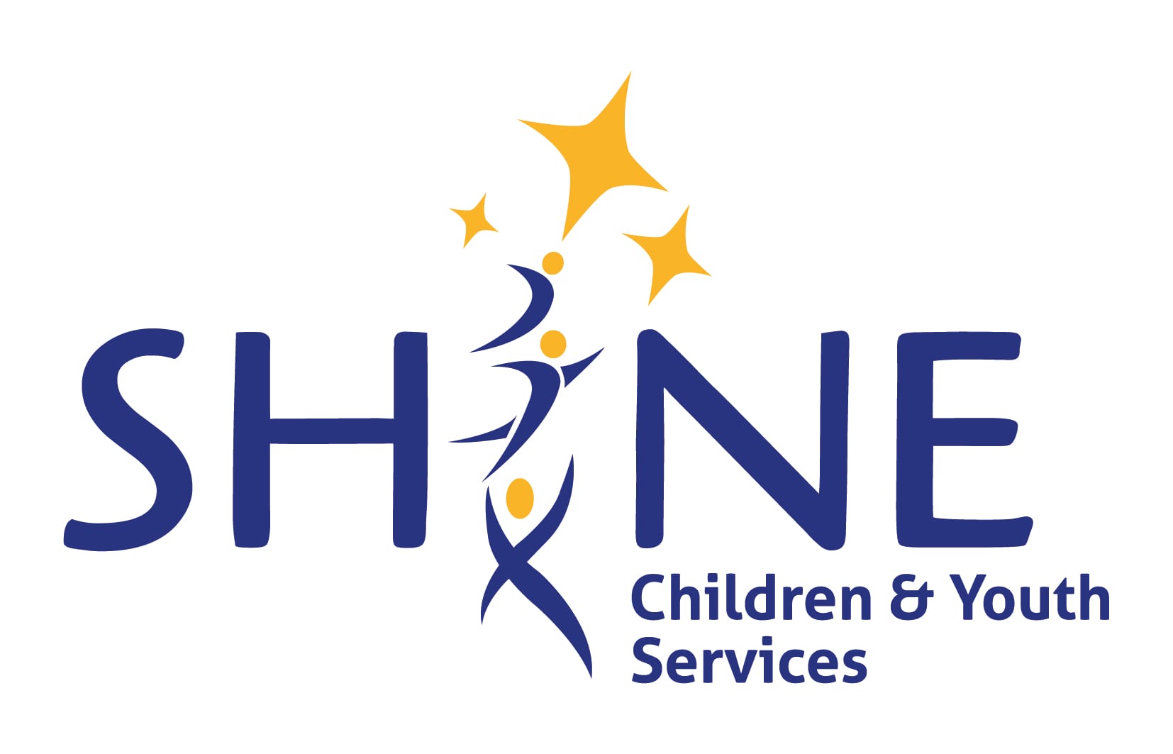 SHINE Children & Youth Services logo with stylized figures reaching for stars